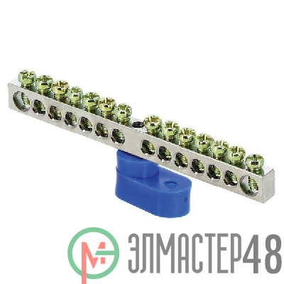 Шина нулевая N 6х9 14 отвер. никель син. угловой изолятор PROxima EKF sn1-63-14-1