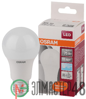 Лампа светодиодная LED STAR CLASSIC A 75 8.5W/840 8.5Вт грушевидная 4000К нейтр. бел. E27 806лм 220-240В матов. пласт. OSRAM 4058075086647