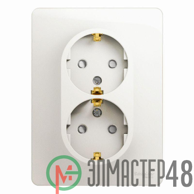 Розетка 2-м Glossa 16А защ. шторки с заземл. в сборе перламутр SchE GSL000626