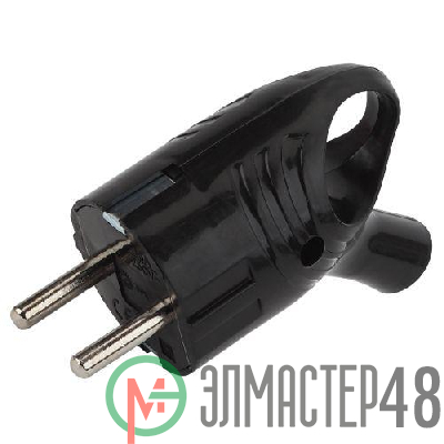 Вилка с заземл. угловая с кольцом 16А черн. Vx4-B ЭРА Б0039677