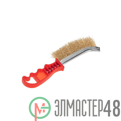 Щетка металлическая с пластиковой ручкой витая латунированная проволока Kranz KR-91-1354