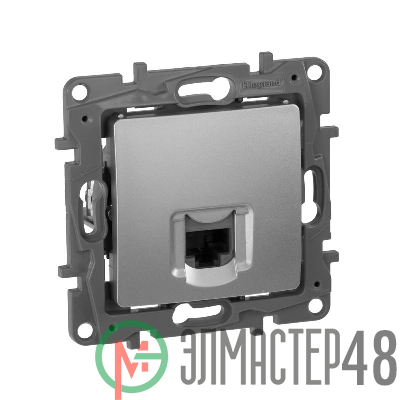 Механизм розетки информ. 1-м СП Etika RJ45 CAT.5E UTP алюм. Leg 672441