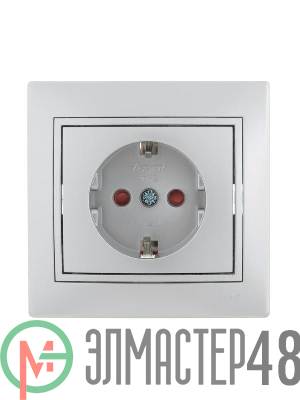 Розетка 1-м СП Мира защ. шторки с заземл. метал. сер. Lezard 701-1010-124