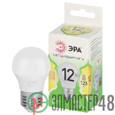 Лампа светодиодная GREEN LINE P45-12W-830-E27 GL 12Вт шар 3000К свет тепл. E27 Эра Б0067015