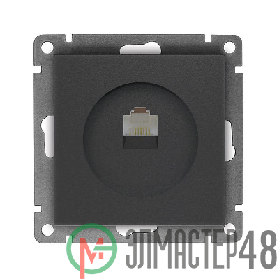 Розетка компьютерная 1-м СП Афина RJ45 кат.5E механизм графит Universal A0051-Gr