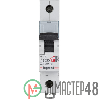 Выключатель автоматический модульный 1п C 32А 6кА TX3 6000 1мод. 230/400В Leg 404031