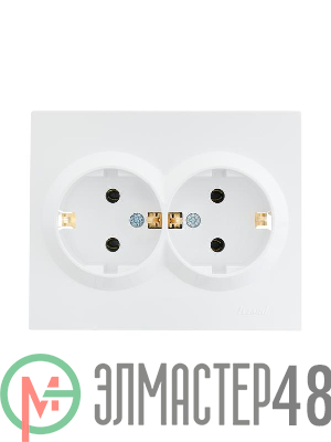 Розетка 2-м СП VESNA с заземл. ПБТ бел. LEZARD 742-0200-127B