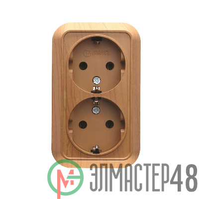 Розетка 2-м ОП 16А IP20 с заземл. дуб Makel 45382