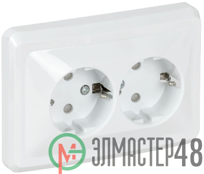 Розетка 2-м СП Вега РСш12-3-ВБ с заземл. контактом и защ. штор 16А бел. ИЭК ERV24-K01-16-DM