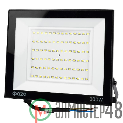 Прожектор светодиодный СДО-20 100Вт 6500К IP65 230В BL прозр. закаленное стекло ФАZА 5047341