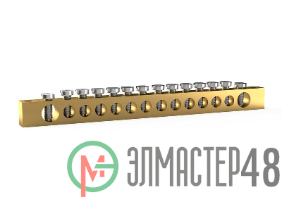 Шина PEN "земля-ноль" 6х9мм 14 отвер. латунь TOKOV ELECTRIC TKE-BSB-69-14-N/PEN