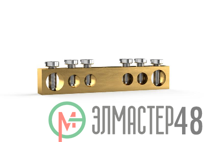 Шина PEN "земля-ноль" 6х9мм 6 отвер. латунь TOKOV ELECTRIC TKE-BCB-69-6-N/PEN