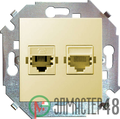 Механизм розетки комп. СП Simon15 2мод. RJ45 + RJ45 сл. кость Simon 1591593-031