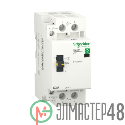 Контактор модульный RESI9 1P+N 63А 2НО 230/250В AC 50Гц SchE R9C20263