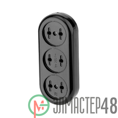 Колодка 3 гнезда карболитовая б/з 16А черн. Rexant 11-8979