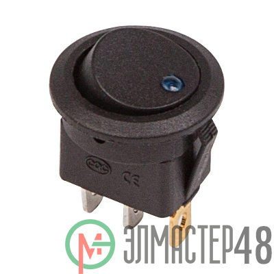 Выключатель клавишный круглый 12В 16А (3с) ON-OFF черн. с син. подсветкой (RWB-215 MIRS-101Е-8С/D) Rexant 36-2581