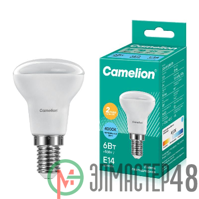 Лампа светодиодная LED6 R50/845/E14 6Вт 4500К бел. E14 480лм 220-240В Camelion 11659