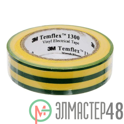 Изолента ПВХ 15мм Temflex 1300 жел./зел. (рул.10м) 3М 7100081324