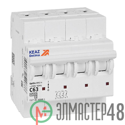 Выключатель автоматический модульный OptiDin BM63-4C63-4.5-УХЛ3 КЭАЗ 326827