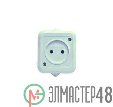 Розетка 1-м ОП 16А IP44 без заземл. п/герм. бел. Makel 18306