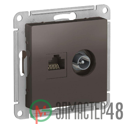 Механизм розетки 2-м ATLAS DESIGN комп. RJ45 кат.5E+TV мокко SchE ATN000689