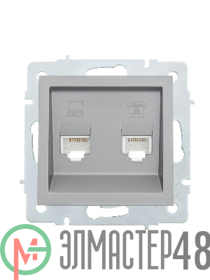 Розетка компьютерная + телефонная 2-м СП Vesna механизм платина LEZARD 742-3588-143
