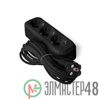 Удлинитель 3х5м с заземл. 10А IP20 У10-554 ПВС 3х0.75 черн. UNIVersal 1983