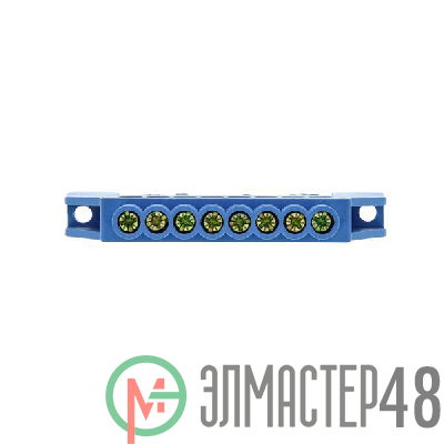 Шина нулевая N 6х9 8 отвер. латунь син. нейлоновый корпус комбинированный PROxima EKF sn0-63-08-dn