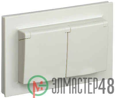 Розетка 2-м СП BRITE РСбш12-3-44-БрКр 16А в сборе IP44 с крышкой беж. IEK BR-R26-16-44-K10-F