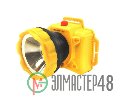 Фонарь налобный LED53761 1LED 1Вт 1 реж. 3XR6 пластик. желт. Ultraflash 14255