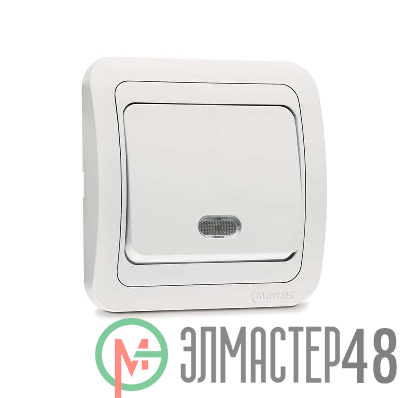 Выключатель проходной 1-кл. СП Mimoza 10А IP20 с подсветкой бел./бел. Makel 12025
