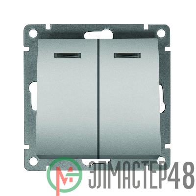 Выключатель 2-кл. СП Афина 10А IP20 с подсветкой механизм серебр. Universal A0123-S