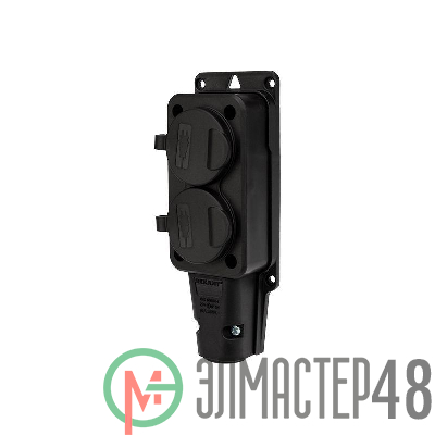 Розеткаштепсельная двухместнаявлагозащ. с/з 16А IP54 каучук Rexant 111-112