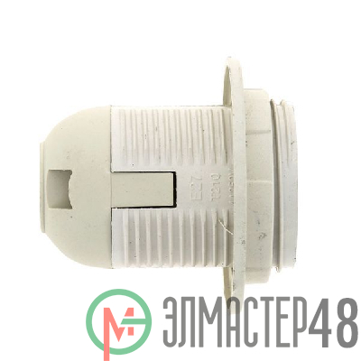 Патрон E27 пластик. с кольцом термостойкий пластик бел. EKF LHP-E27-r