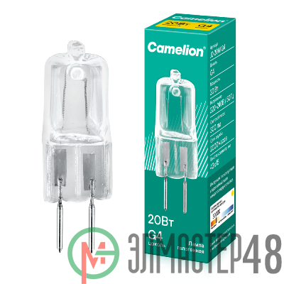Лампа галогенная JD 20Вт капсула g4 2850К 240В g4 Camelion 10405