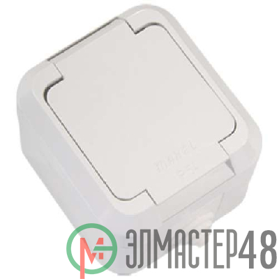 Розетка 1-м ОП 16А IP44 п/герм. с защ. крышкой с заземл. бел. Makel 18304