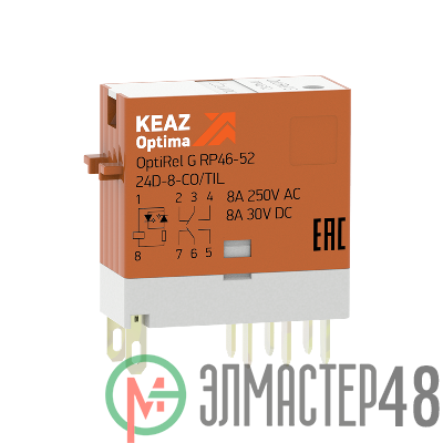 Реле промежуточное OptiRel G RP46-52-24D-8-CO-S/TIL КЭАЗ 281055