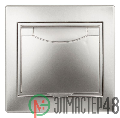 Розетка СП Plano 2P+E Schuko 1-203-03 16А-250В с крышкой IP20 алюм. Intro Б0030062