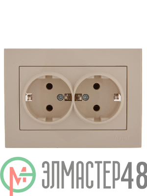 Розетка 2-м СП Rain с заземл. керамика крем. LEZARD 703-0303-127