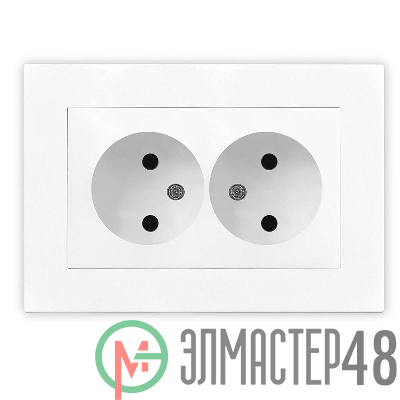 Розетка 2-м СП Афина 16А IP20 без заземл. в сборе бел. Universal A0102