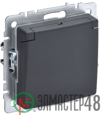 Розетка BRITE РСбш10-3-БрГ 16А IP20 с заземл. защ. шторки с крышкой графит IEK BR-R16-16-K53