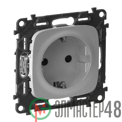Механизм розетки 1-м СП Valena Allure 16А IP20 250В 2К+З с лиц. панелью винт. зажимы алюм. Leg 753924
