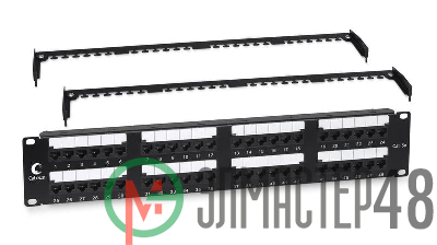 Патч-панель 19дюйм 2U 48 портов RJ45 кат.5E Dual IDC с задн. кабельн. организатором Cabeus 10656c