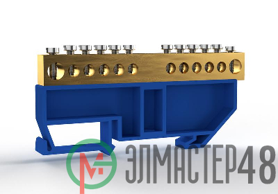 Шина нулевая на DIN-изоляторе 8х12мм 12 отвер. латунь TOKOV ELECTRIC TKE-BCB-812-12-DIN/N