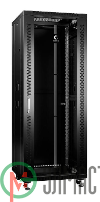 Шкаф монтажный телекоммуникационный напольный SH-05C-37U60/80-BK 19дюйм для распред. и серверн. оборудования 37U 600х800х1833мм передн. стеклян. и задн. сплошн. метал. двери ручка с замком черн. (RAL 9004) Cabeus 8575c