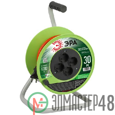 Удлинитель на катушке 4х30м без заземл. RP-4-2x0.75-30m ПВС 2х0.75 Эра Б0059780