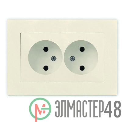 Розетка 2-м СП Афина 16А IP20 без заземл. в сборе сл. кость (ivory) Universal A0102-I