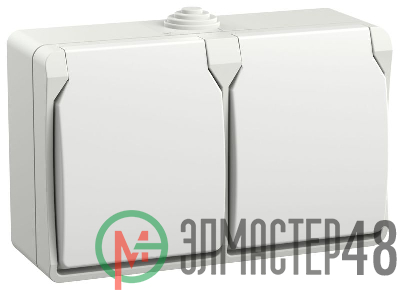 Розетка 2-я ОП Форс РСб22-3-ФБ 16А IP54 с заземл. защ. шторки бел. IEK ERS22-K01-16-54-DC