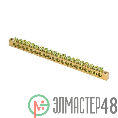 Шина PEN "ноль-земля" 6х9 20 отвер. латунь крепеж по краям PROxima EKF sn0-63-20-k