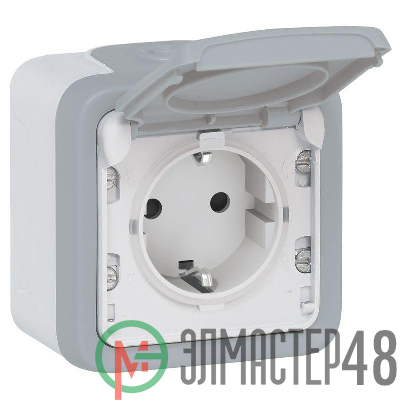 Розетка 1-м ОП Plexo с защ. крышкой IP55 сер. Leg 069733